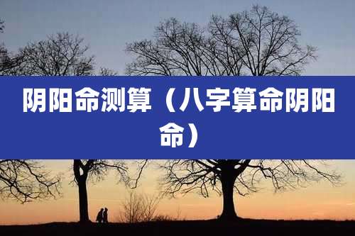 阴阳命测算（八字算命阴阳命）