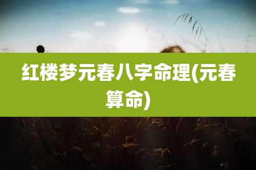 红楼梦元春八字命理(元春算命)