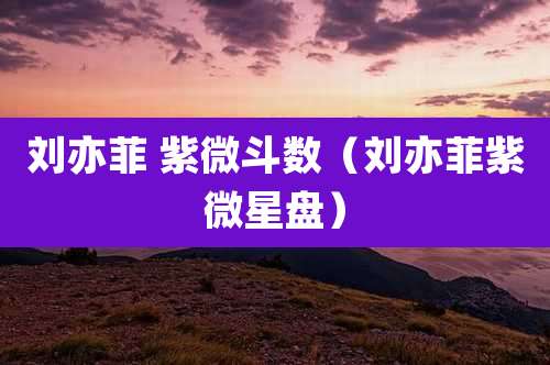 刘亦菲 紫微斗数(刘亦菲紫微星盘)