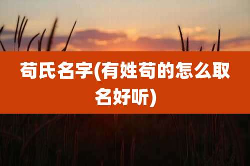 苟氏名字(有姓苟的怎么取名好听)