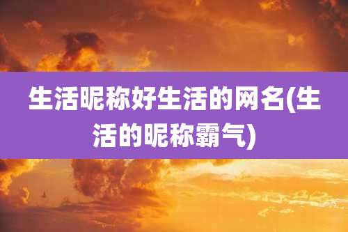 生活昵称好生活的网名(生活的昵称霸气)