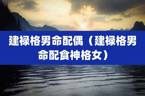 建禄格男命配偶(建禄格男命配食神格女)