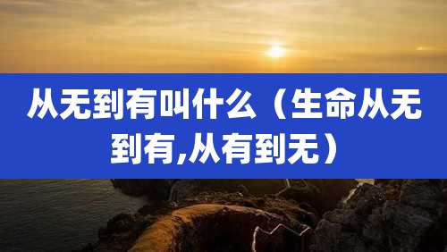 从无到有叫什么（生命从无到有,从有到无）
