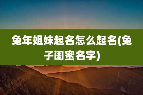 兔年姐妹起名怎么起名(兔子闺蜜名字)