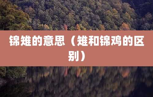 锦雉的意思（雉和锦鸡的区别）