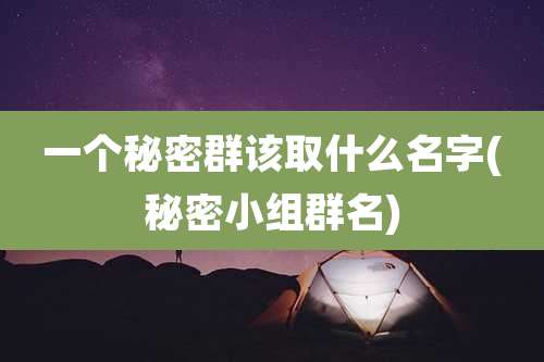 一个秘密群该取什么名字(秘密小组群名)