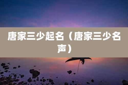 唐家三少起名（唐家三少名声）