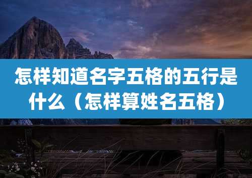 怎样知道名字五格的五行是什么(怎样算姓名五格)