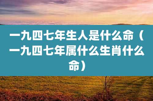一九四七年生人是什么命（一九四七年属什么生肖什么命）