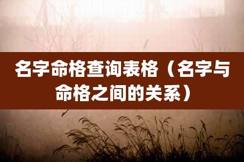 名字命格查询表格(名字与命格之间的关系)