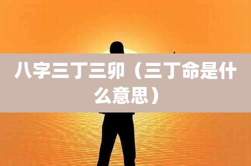 八字三丁三卯（三丁命是什么意思）