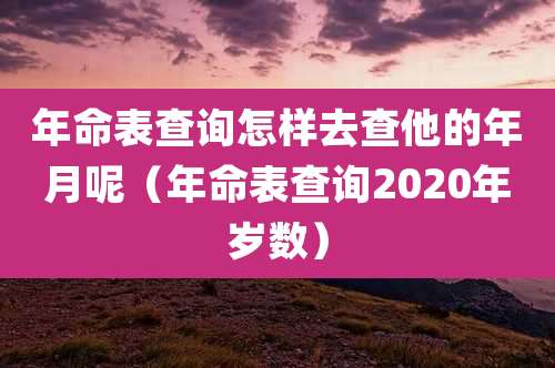 年命表查询怎样去查他的年月呢（年命表查询2020年岁数）