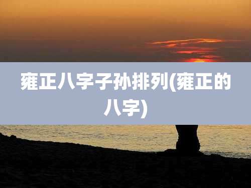 雍正八字子孙排列(雍正的八字)