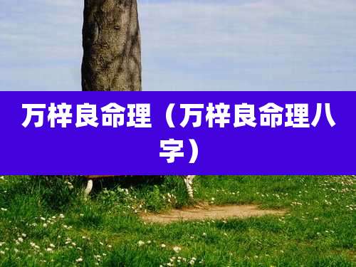 万梓良命理（万梓良命理八字）