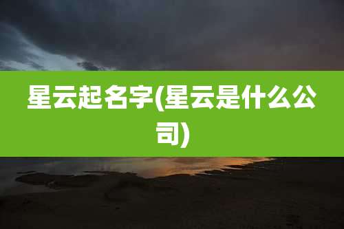 星云起名字(星云是什么公司)