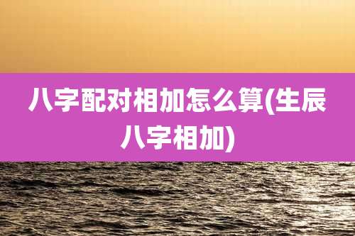 八字配对相加怎么算(生辰八字相加)