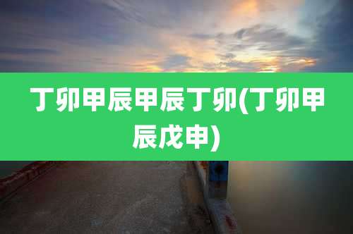 丁卯甲辰甲辰丁卯(丁卯甲辰戊申)