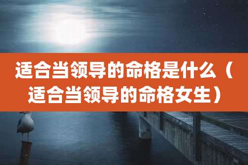 适合当领导的命格是什么（适合当领导的命格女生）