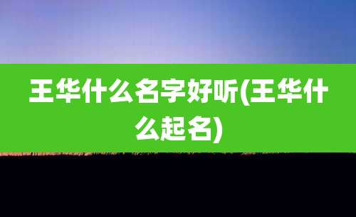 王华什么名字好听(王华什么起名)