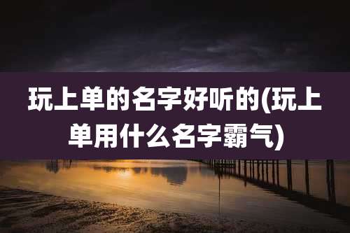 玩上单的名字好听的(玩上单用什么名字霸气)