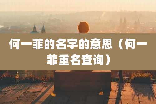 何一菲的名字的意思(何一菲重名查询)