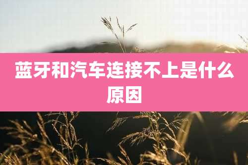 蓝牙和汽车连接不上是什么原因