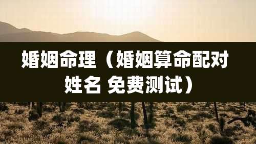 婚姻命理（婚姻算命配对 姓名 免费测试）