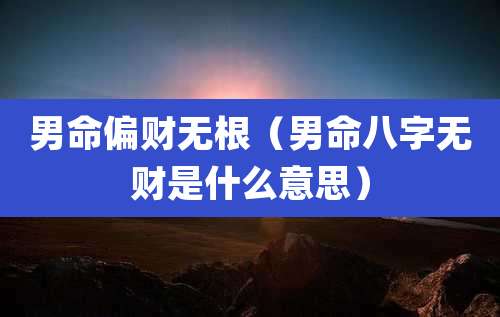男命偏财无根(男命八字无财是什么意思)