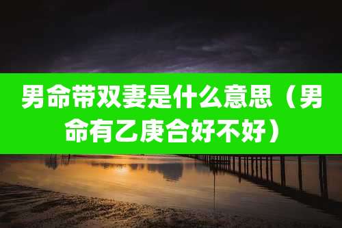 男命带双妻是什么意思（男命有乙庚合好不好）