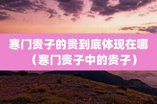 寒门贵子的贵到底体现在哪(寒门贵子中的贵子)