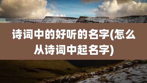 诗词中的好听的名字(怎么从诗词中起名字)