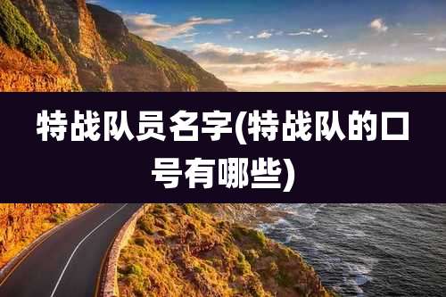 特战队员名字(特战队的口号有哪些)