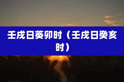 壬戌日葵卯时（壬戌日癸亥时）