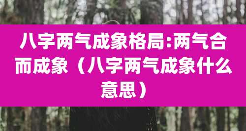 八字两气成象格局:两气合而成象(八字两气成象什么意思)