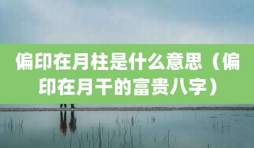 偏印在月柱是什么意思(偏印在月干的富贵八字)