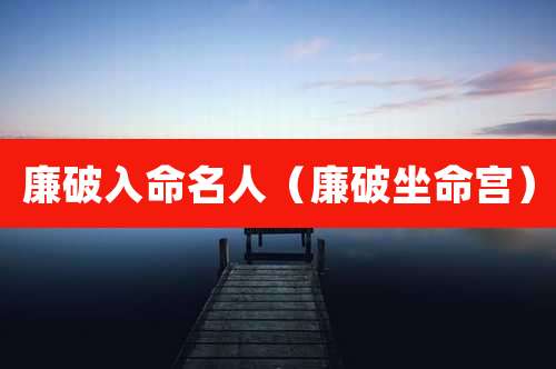 廉破入命名人(廉破坐命宫)