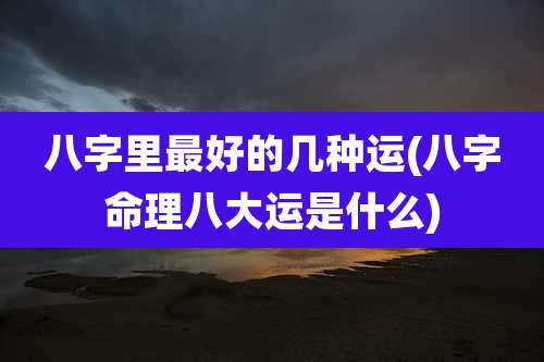 八字里最好的几种运(八字命理八大运是什么)