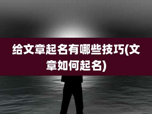 给文章起名有哪些技巧(文章如何起名)