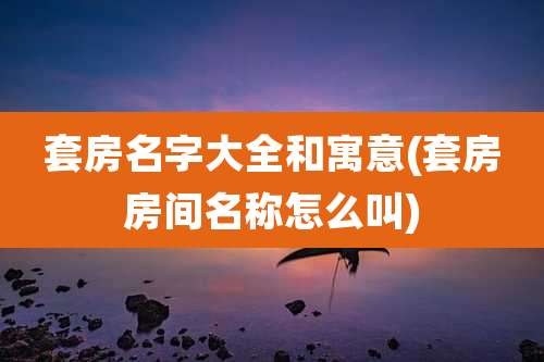 套房名字大全和寓意(套房房间名称怎么叫)
