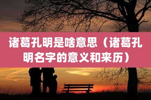 诸葛孔明是啥意思(诸葛孔明名字的意义和来历)