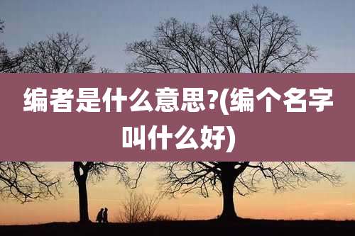 编者是什么意思?(编个名字叫什么好)