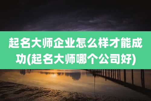 起名大师企业怎么样才能成功(起名大师哪个公司好)