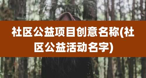 社区公益项目创意名称(社区公益活动名字)