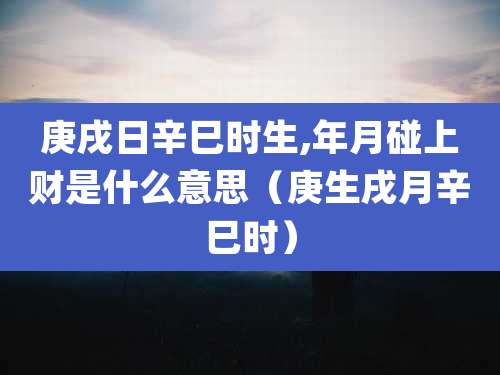 庚戌日辛巳时生,年月碰上财是什么意思(庚生戌月辛巳时)