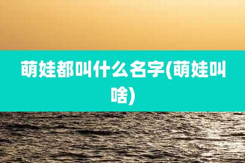 萌娃都叫什么名字(萌娃叫啥)