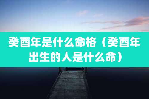 癸酉年是什么命格(癸酉年出生的人是什么命)