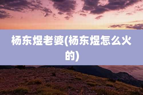 杨东煜老婆(杨东煜怎么火的)