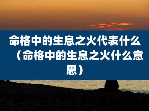命格中的生息之火代表什么(命格中的生息之火什么意思)