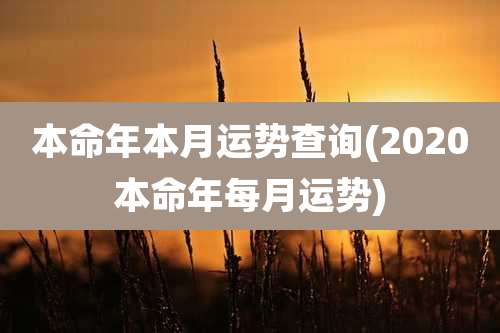 本命年本月运势查询(2020本命年每月运势)