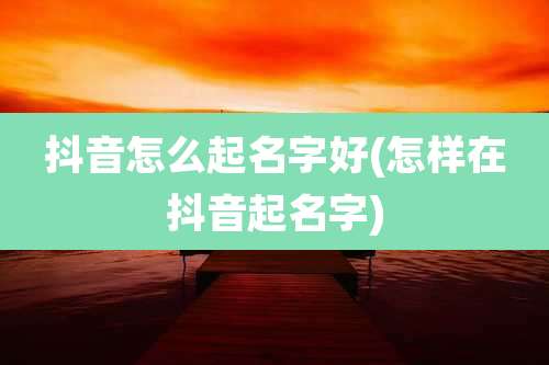 抖音怎么起名字好(怎样在抖音起名字)